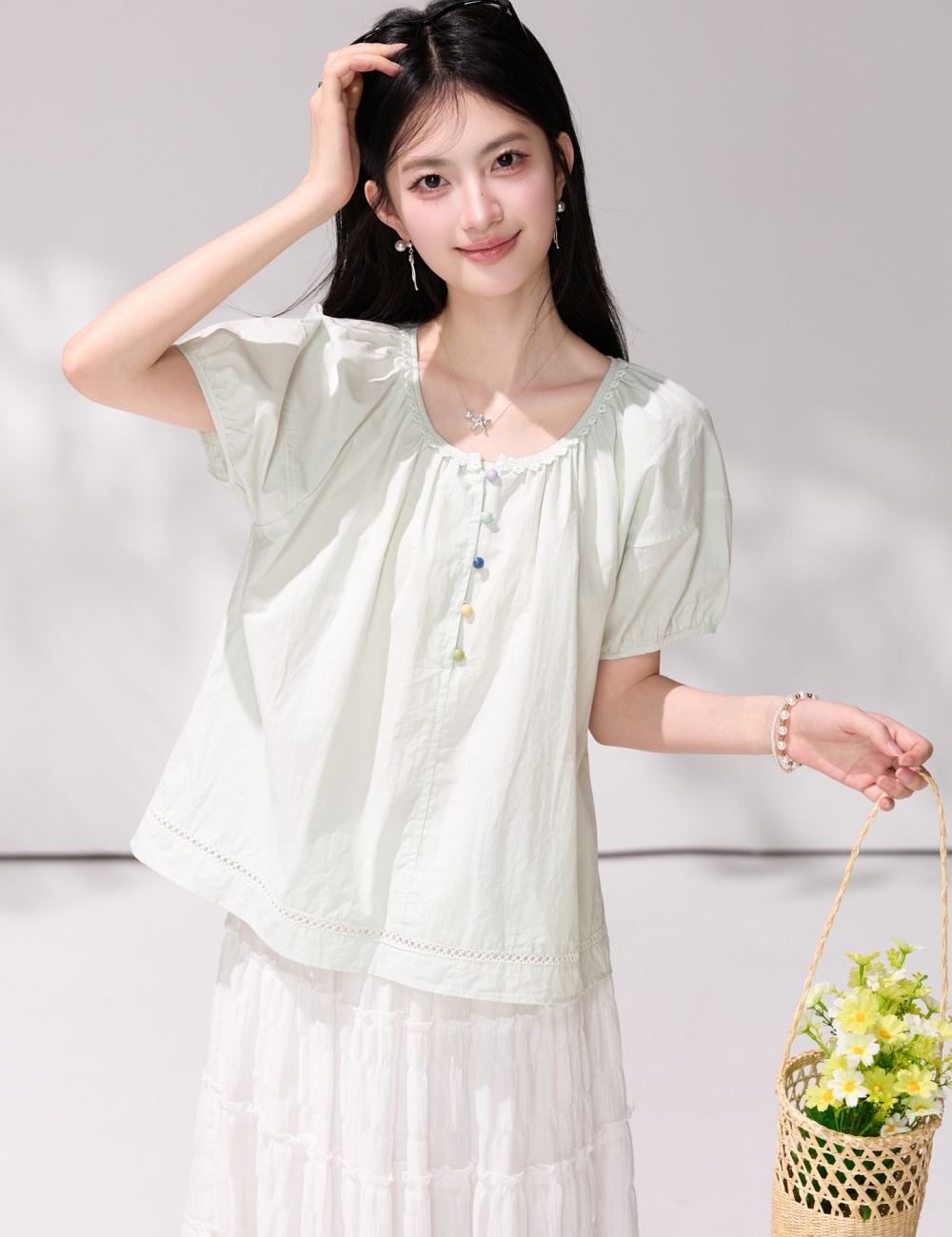 Short sleeve small shirt Korean style shirt for women