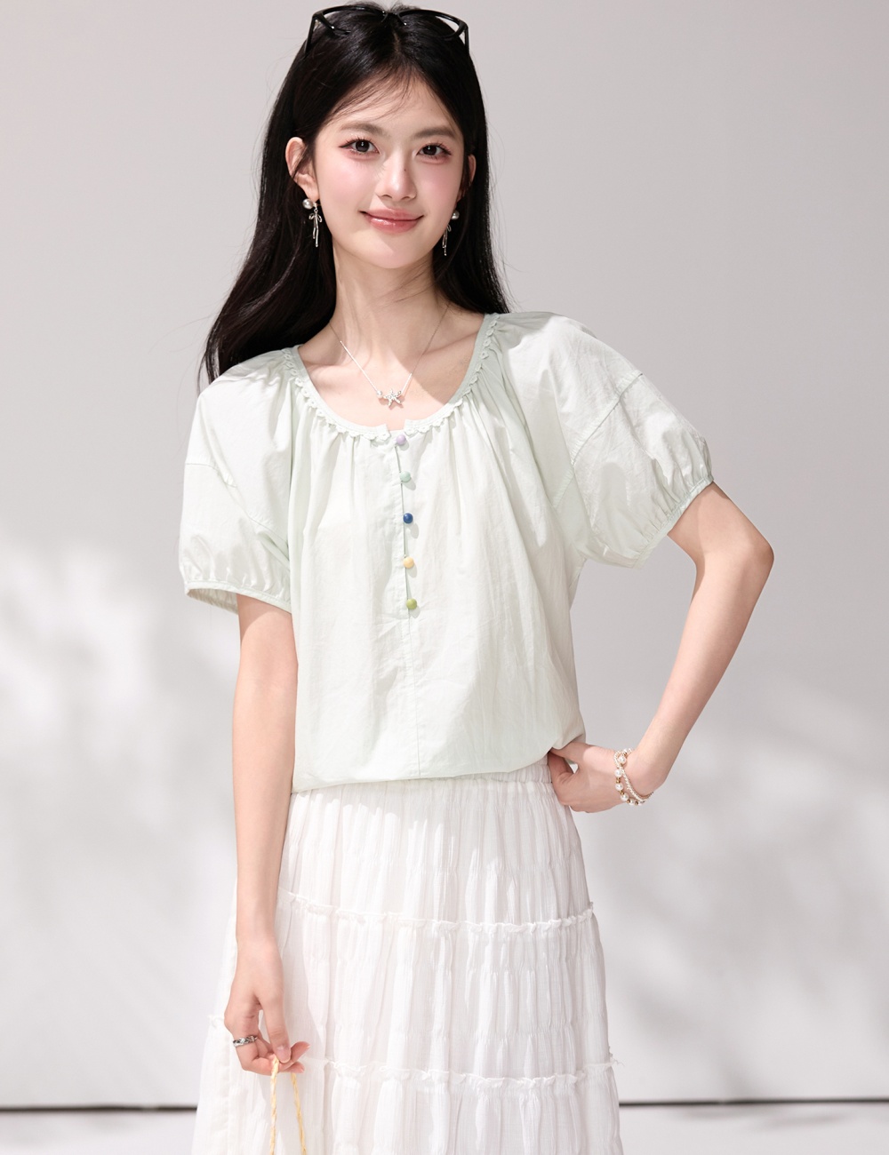 Short sleeve small shirt Korean style shirt for women