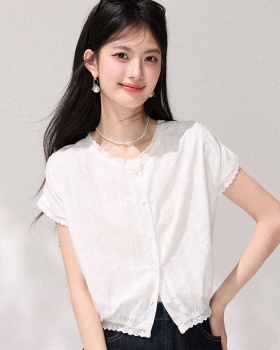 Short lace shirt refreshing tops for women