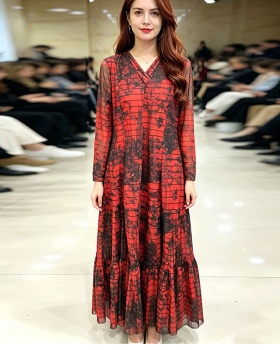 Noble elegant large yard pinched waist fashion slim dress