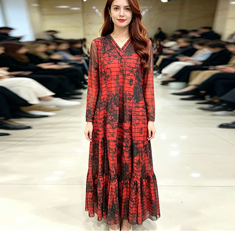 Noble elegant large yard pinched waist fashion slim dress