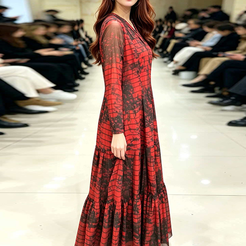Noble elegant large yard pinched waist fashion slim dress