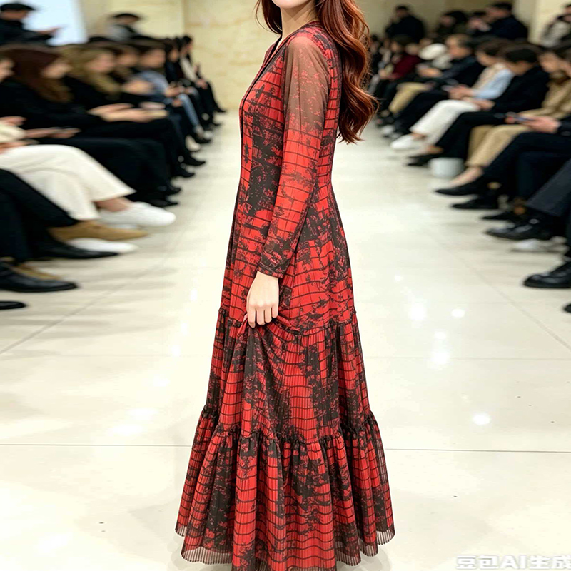 Noble elegant large yard pinched waist fashion slim dress