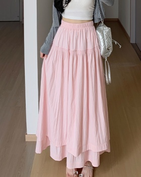 Pink summer skirt A-line slim long dress for women