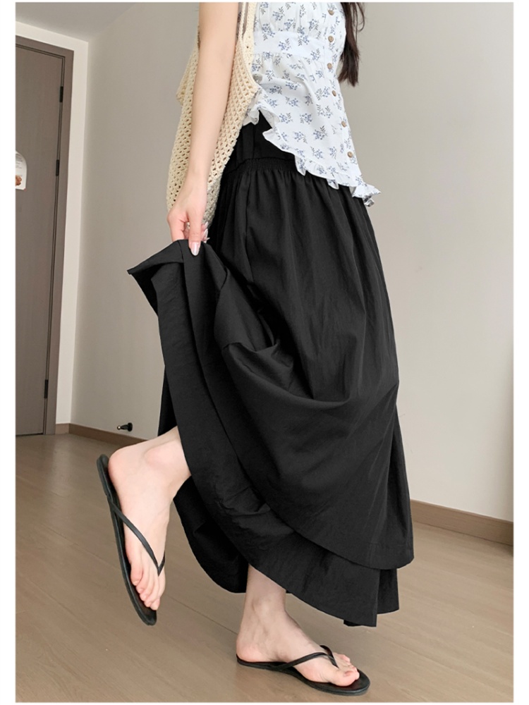 Pink summer skirt A-line slim long dress for women