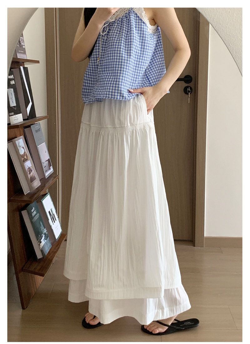 Pink summer skirt A-line slim long dress for women
