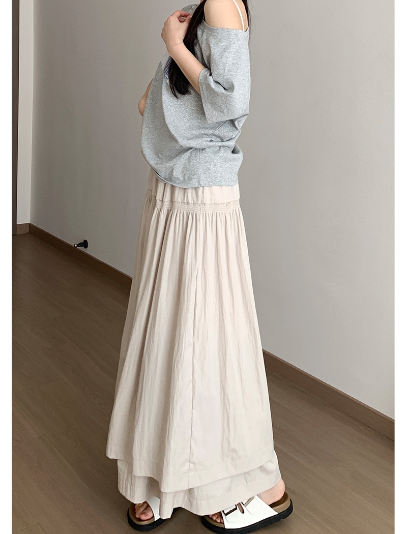 Pink summer skirt A-line slim long dress for women