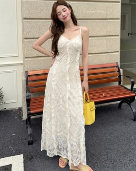 Sling pure summer lace hollow elegant dress for women