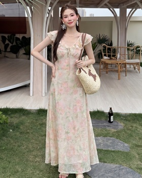 Elegant summer lotus leaf edges dress for women