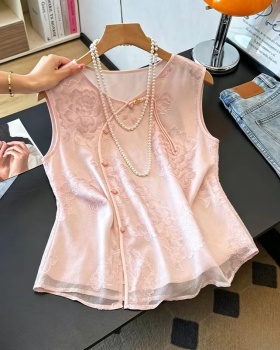 Summer jacquard tops niche small shirt for women