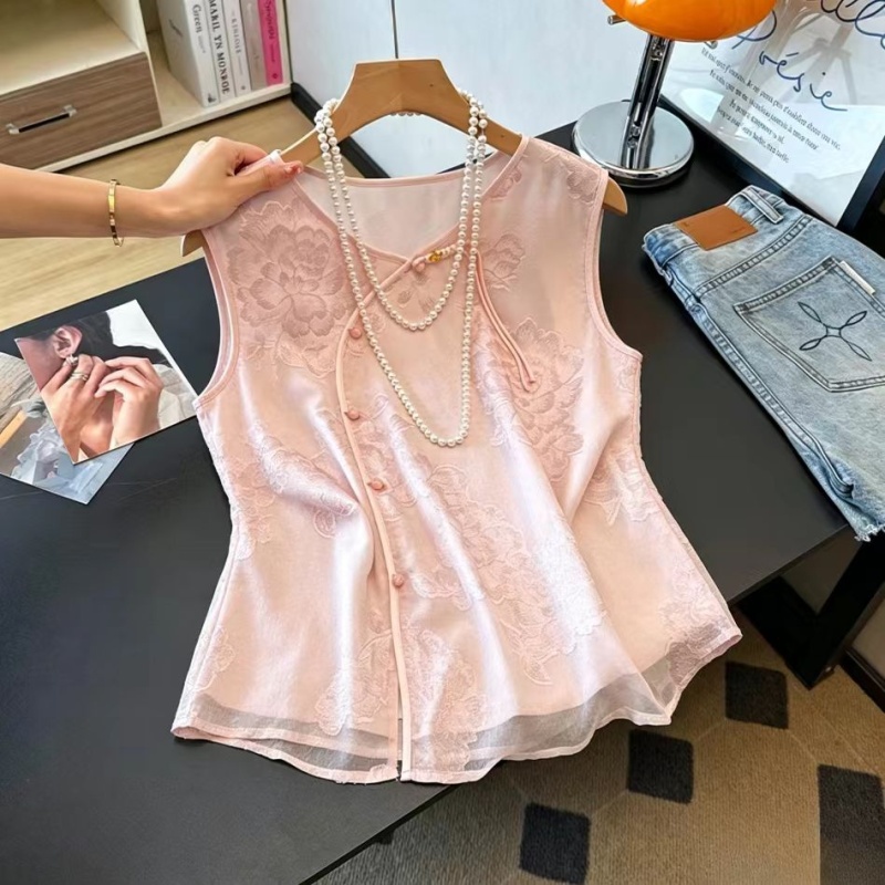 Summer jacquard tops niche small shirt for women