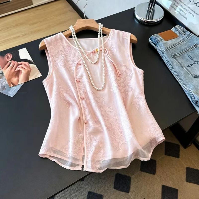 Summer jacquard tops niche small shirt for women