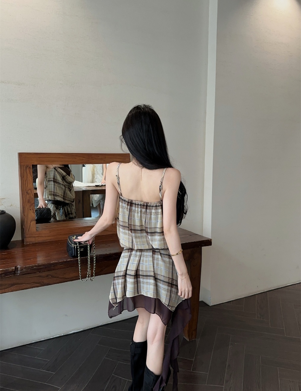Mixed colors sling retro fashion irregular summer dress