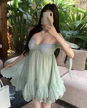 Maiden summer bow dress sling thin France style T-back