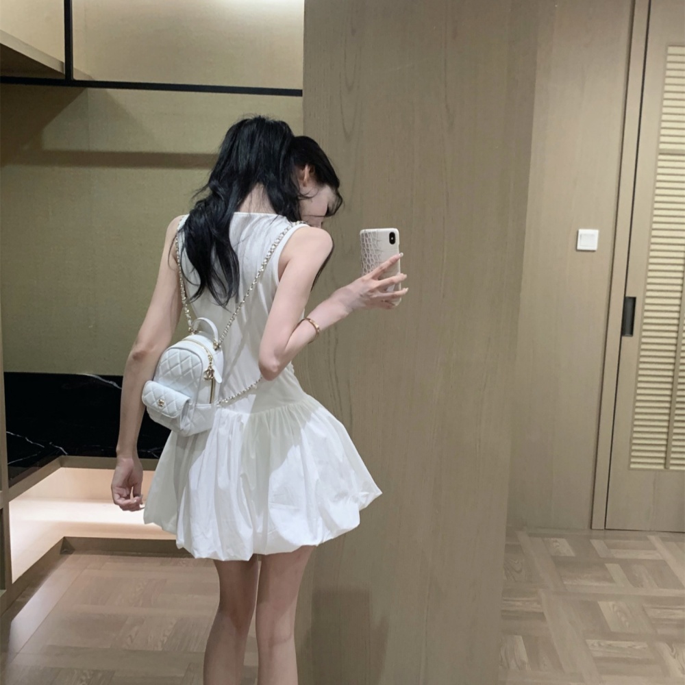 Pinched waist summer T-back ballet jumpsuit for women