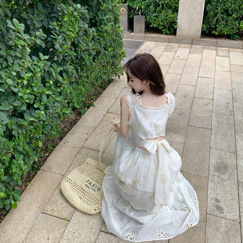 Sling long dress pinched waist dress for women