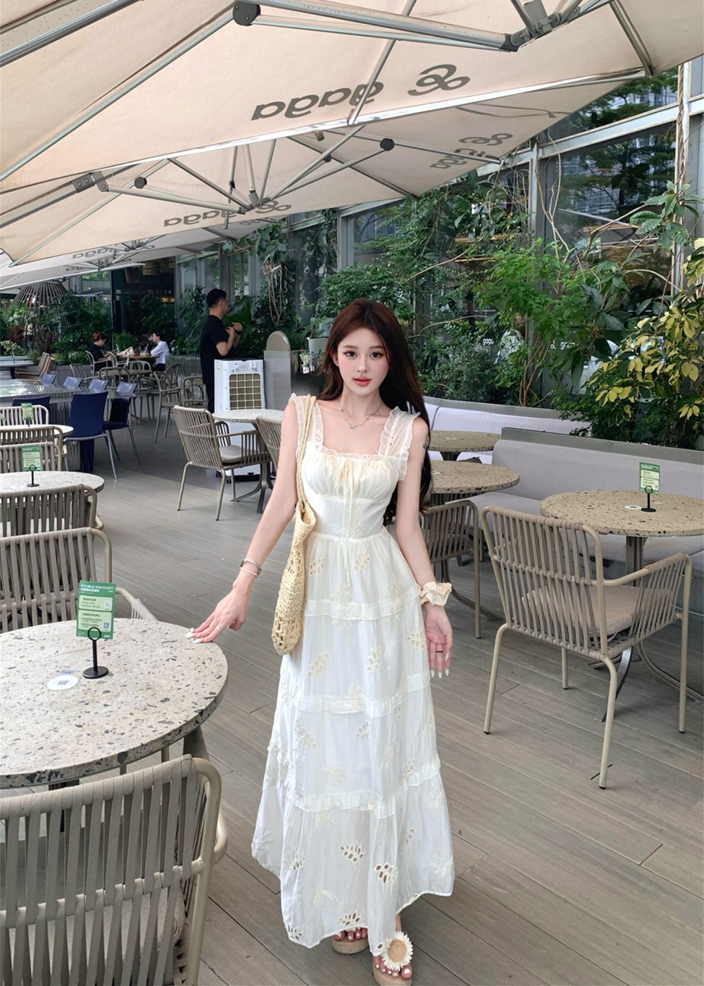 Sling long dress pinched waist dress for women