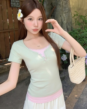 Slim summer tops short sleeve T-shirt for women