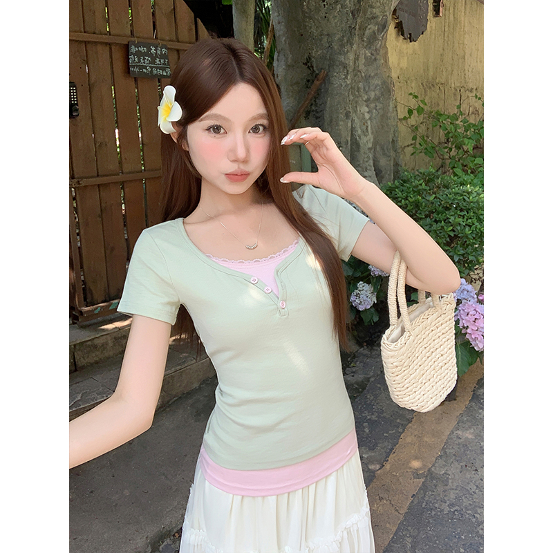 Slim summer tops short sleeve T-shirt for women