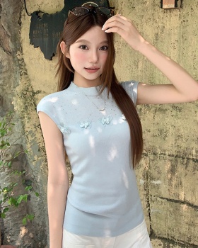 All-match butterfly tops rhinestone sweater for women