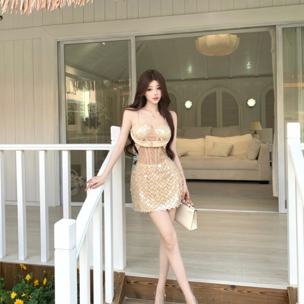 Sexy France style banquet ladies slim sling dress for women