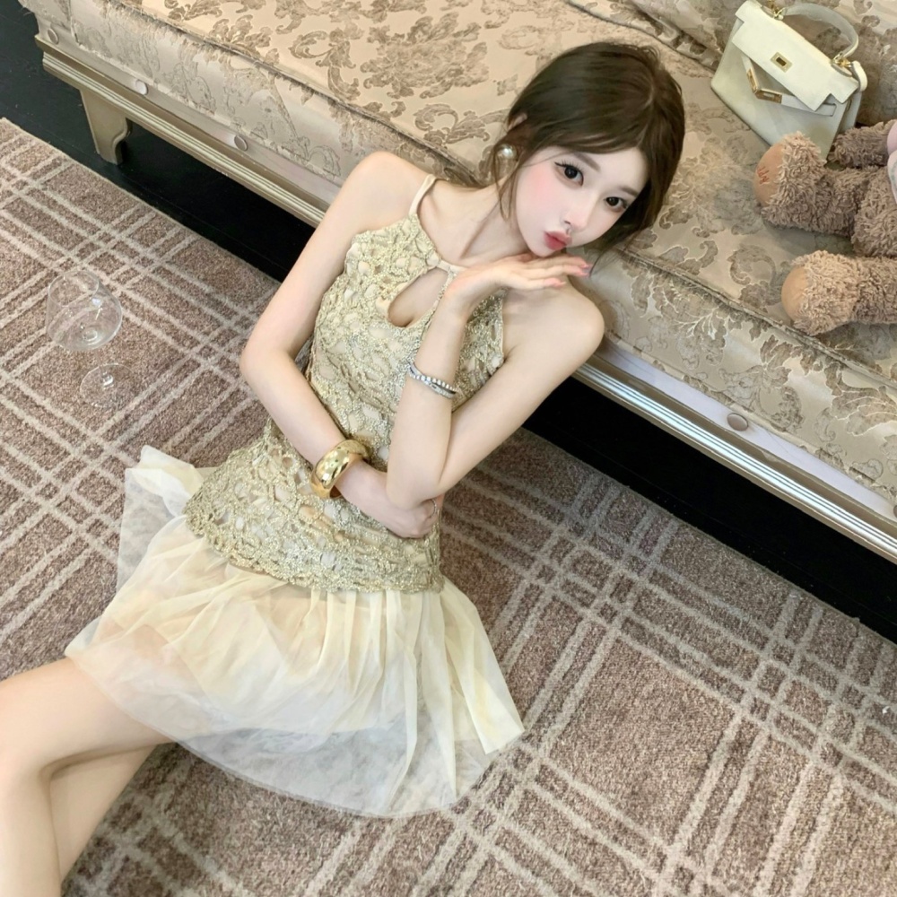Sexy France style winter slim hollow dress for women