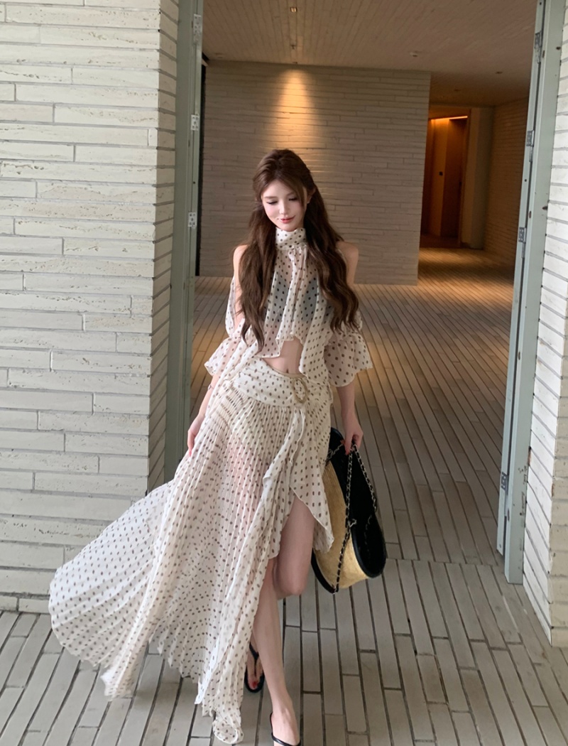 Sexy strapless skirt summer retro tops a set for women