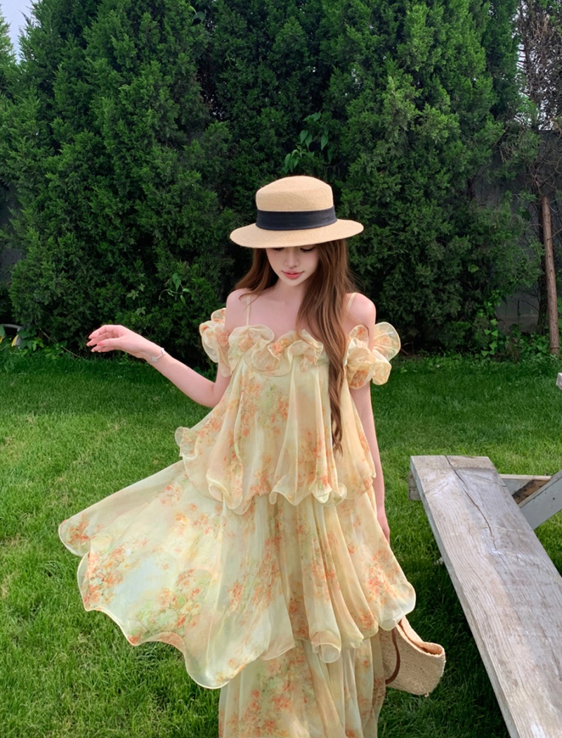 Sexy France style dress sling summer long dress for women