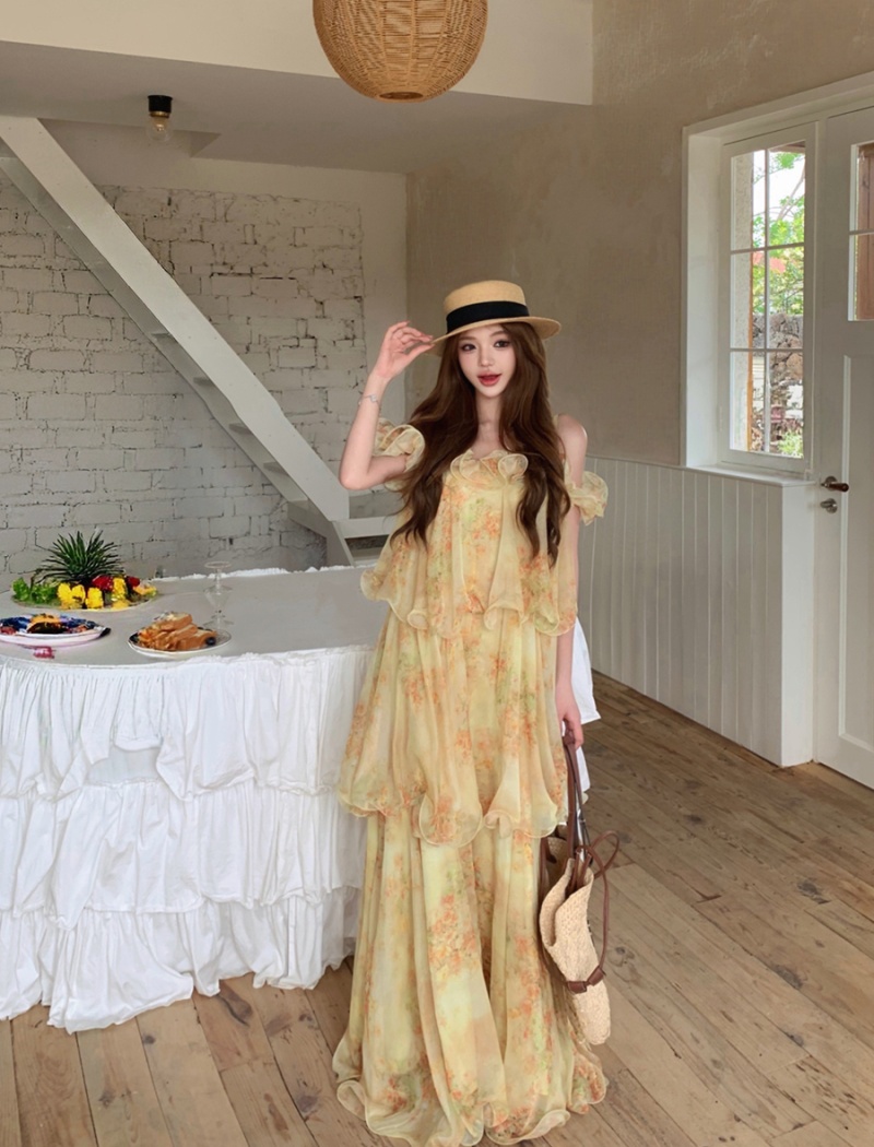 Sexy France style dress sling summer long dress for women
