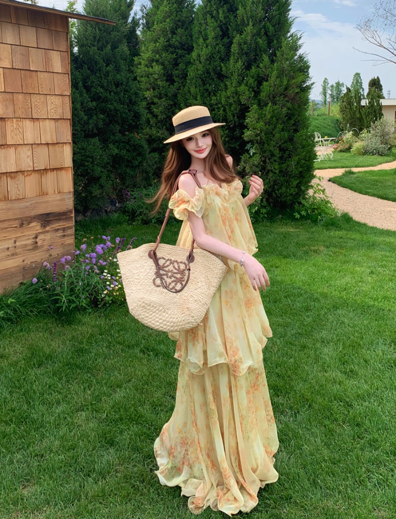 Sexy France style dress sling summer long dress for women