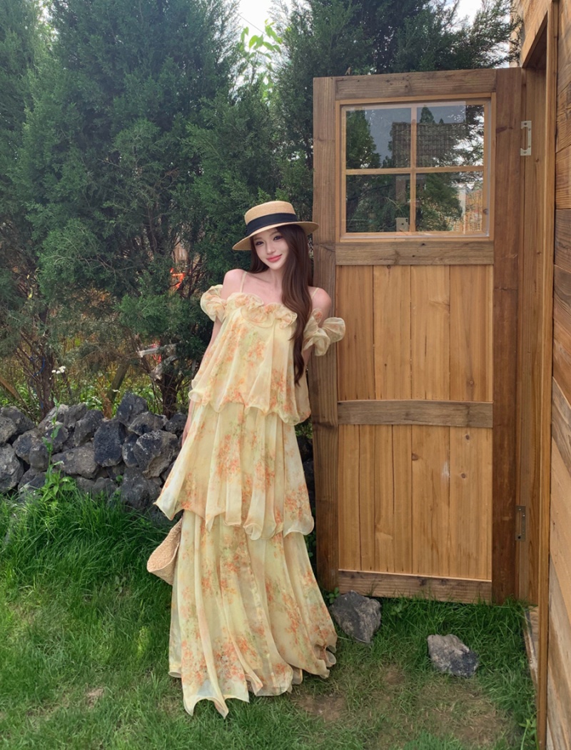 Sexy France style dress sling summer long dress for women