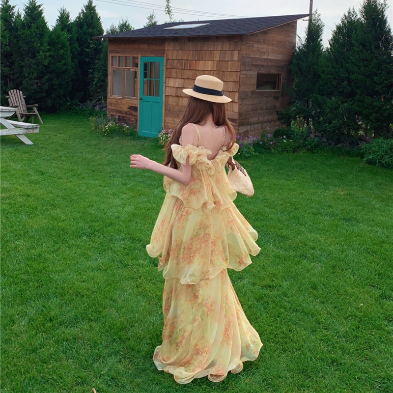 Sexy France style dress sling summer long dress for women
