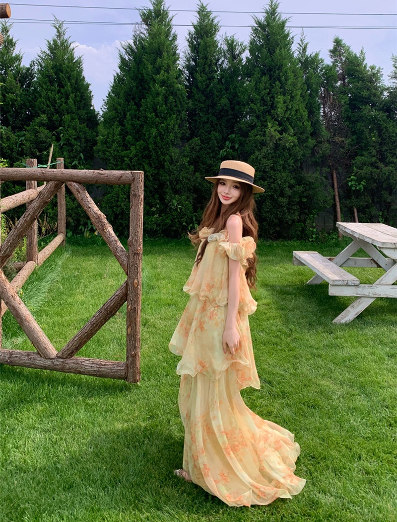 Sexy France style dress sling summer long dress for women
