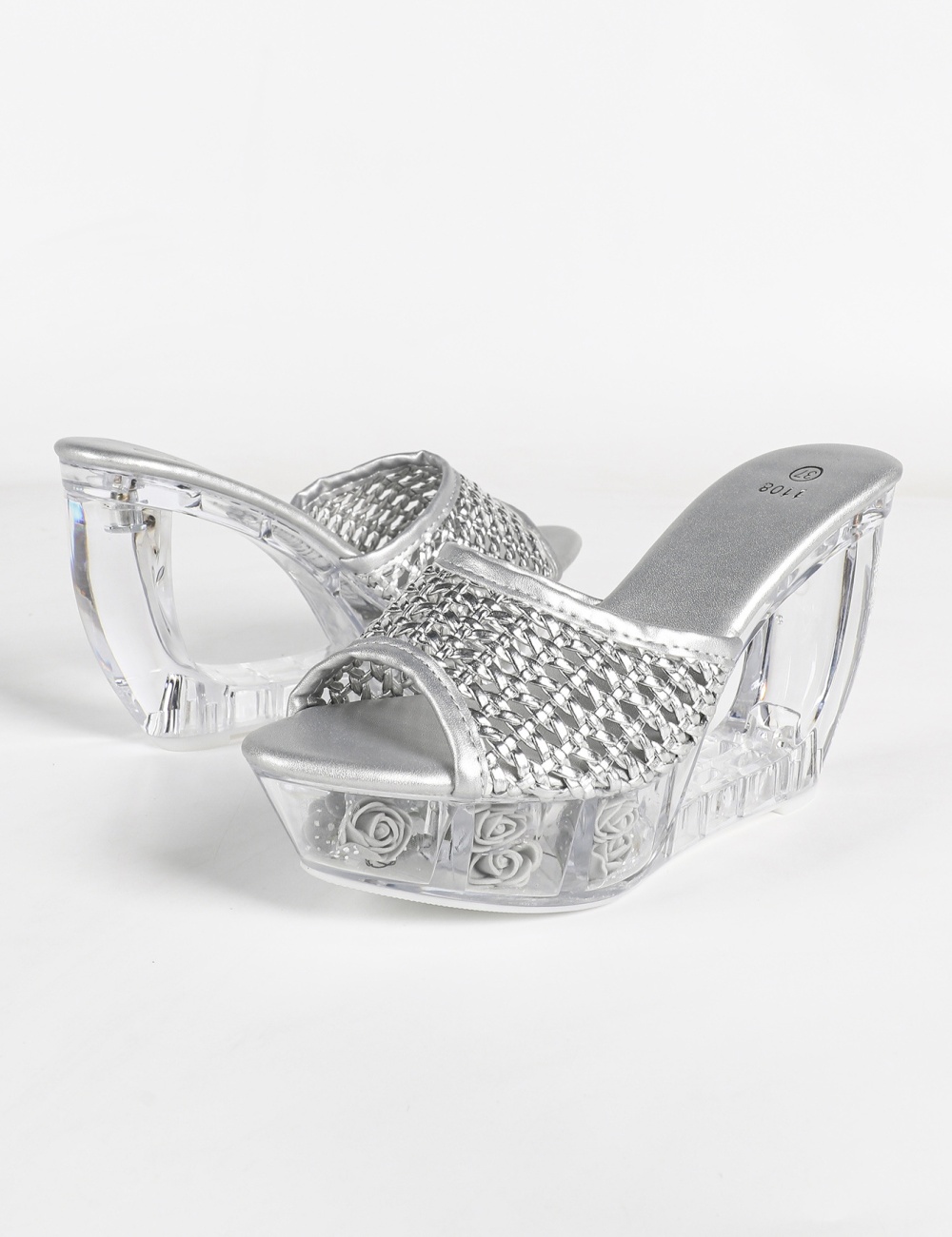 Thick crystal sexy fashion model transparent round shoes