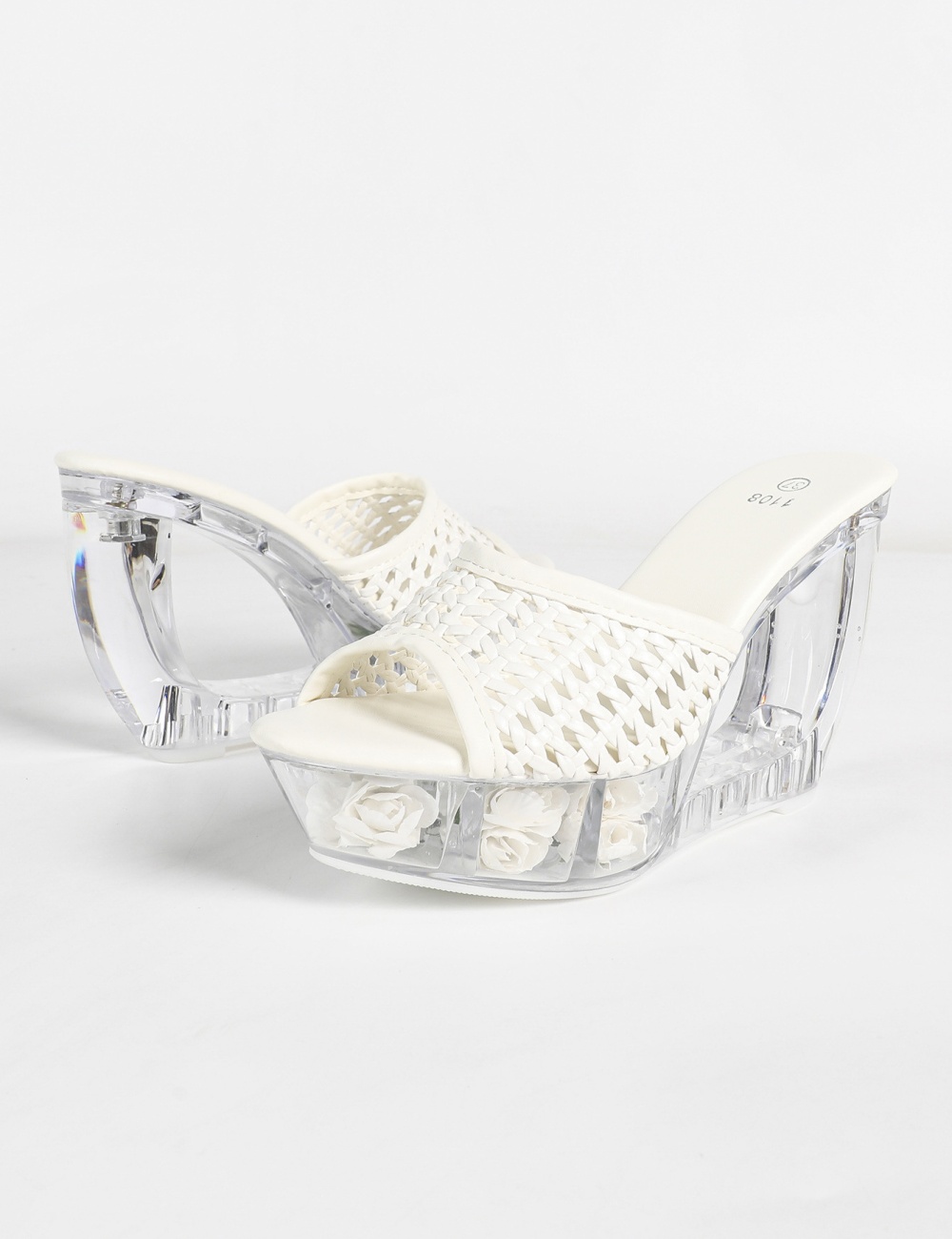 Thick crystal sexy fashion model transparent round shoes