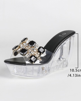 Fashion square head high-heeled slippers for women