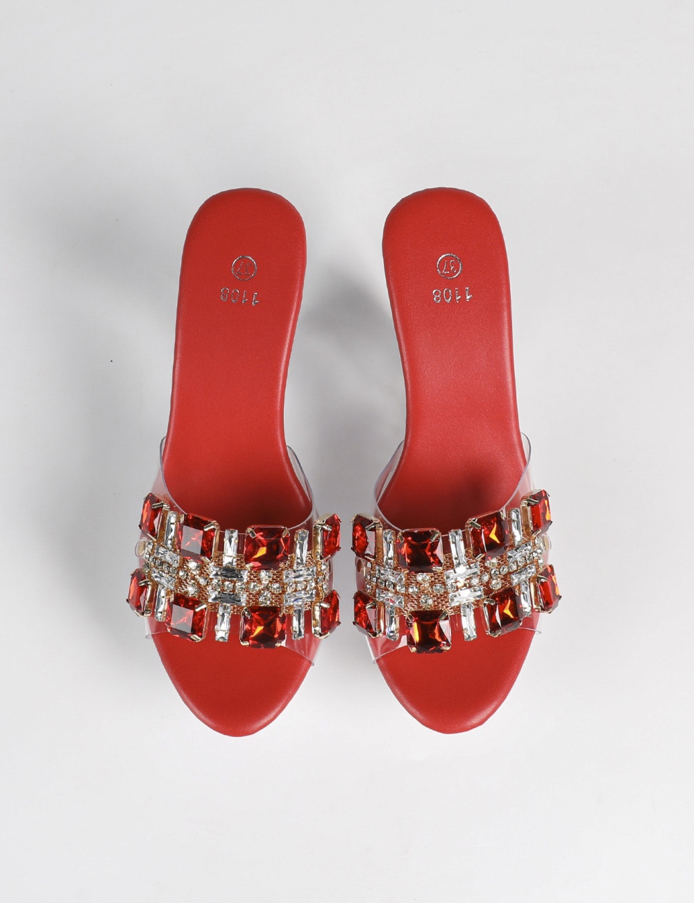 Fashion square head high-heeled slippers for women