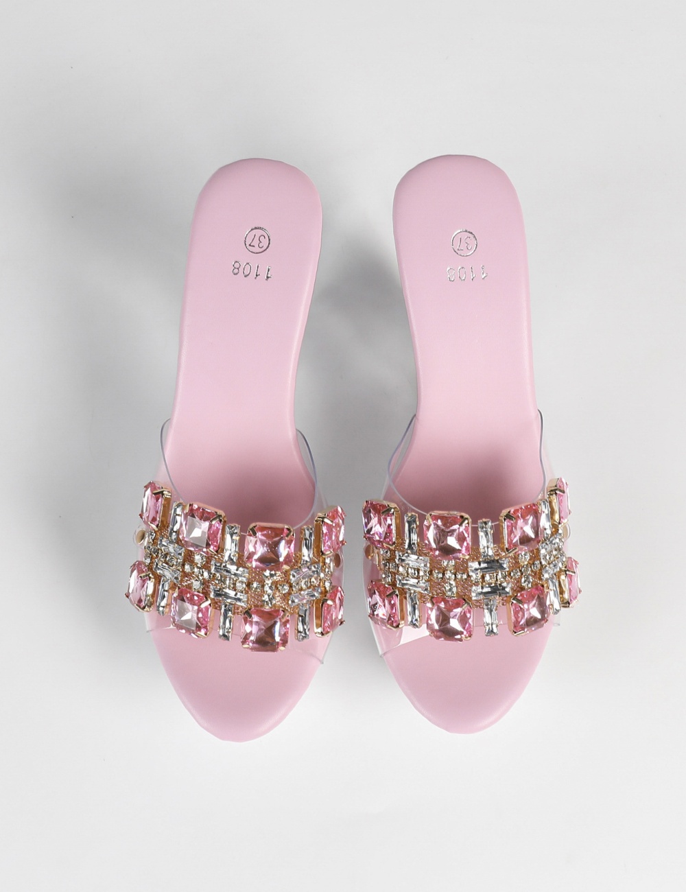 Fashion square head high-heeled slippers for women