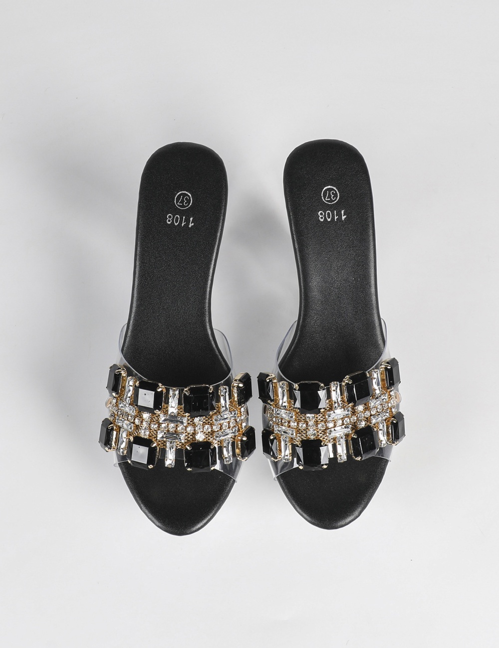 Fashion square head high-heeled slippers for women
