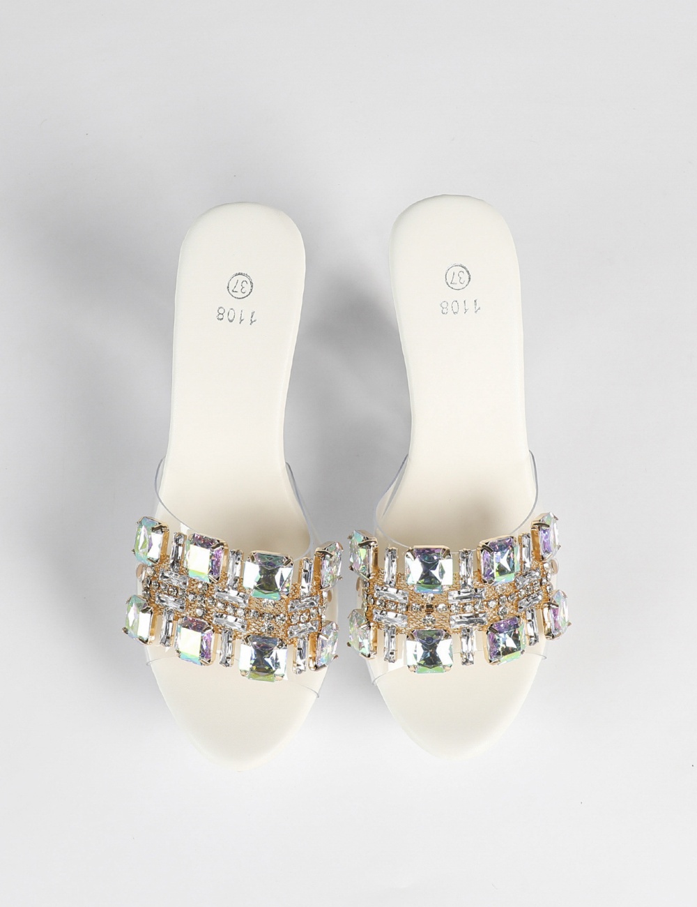 Fashion square head high-heeled slippers for women
