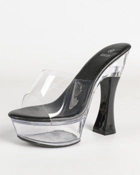 Model catwalk shoes fine-root nightclub slippers for women