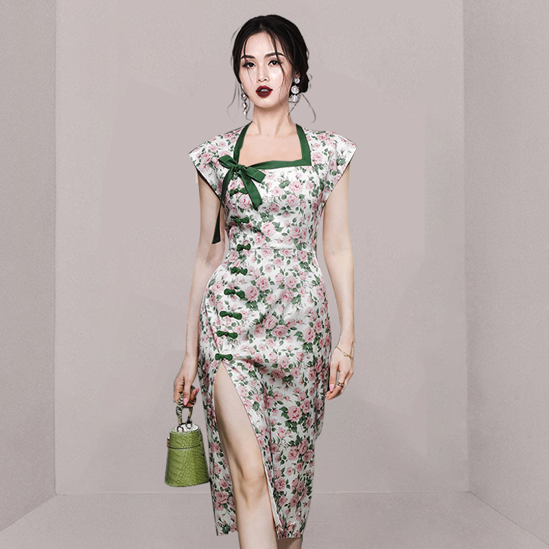 Summer temperament long dress Chinese style dress for women