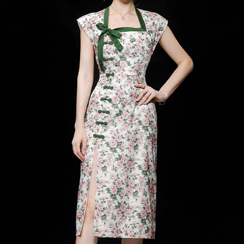 Summer temperament long dress Chinese style dress for women