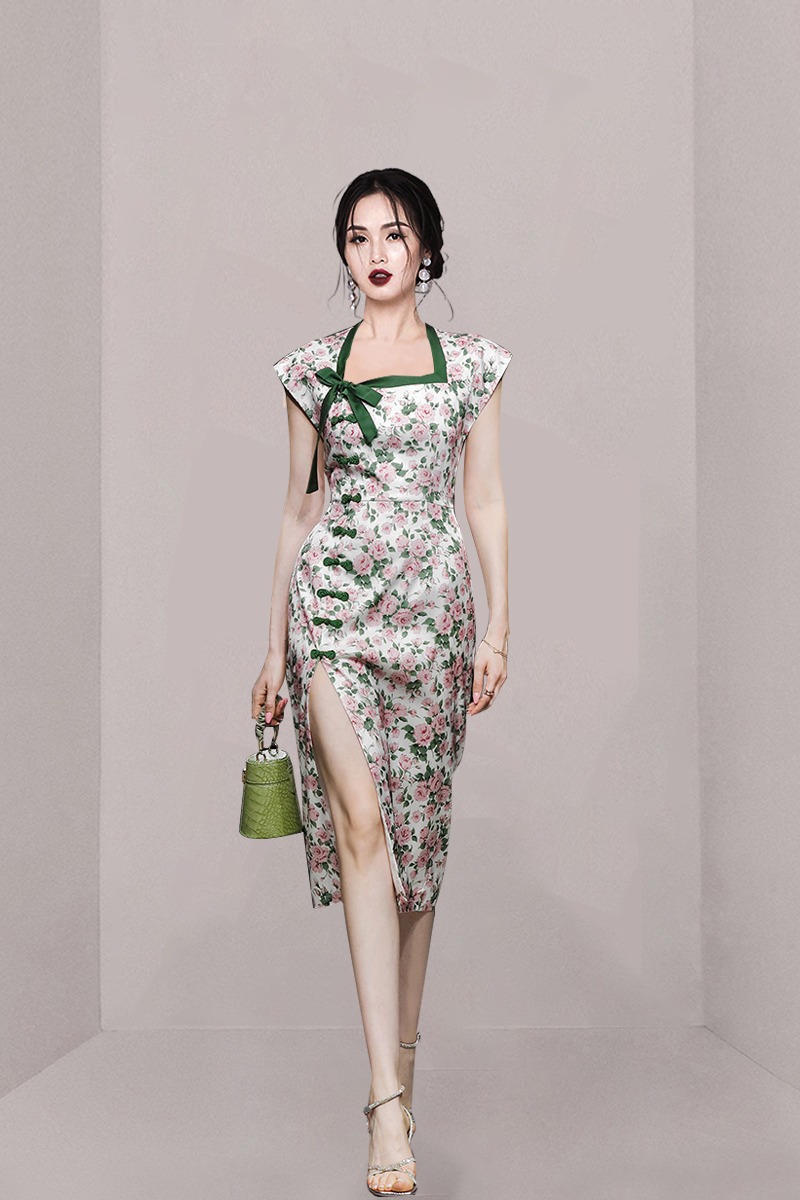 Summer temperament long dress Chinese style dress for women