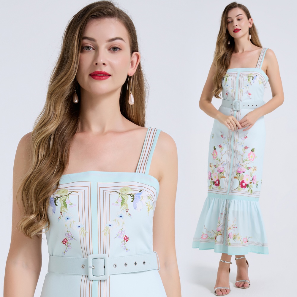 Sleeveless sling sleeveless dress fashion printing dress