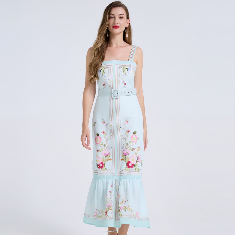 Sleeveless sling sleeveless dress fashion printing dress