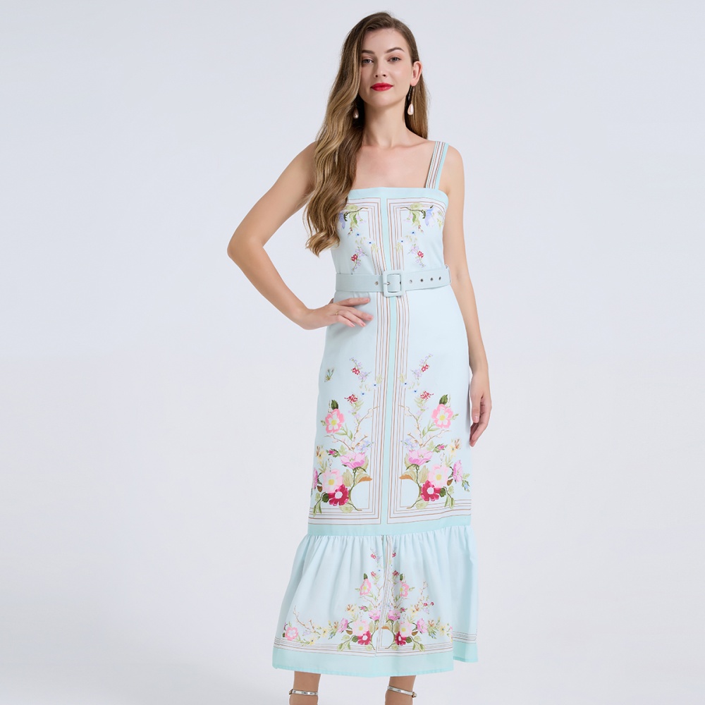 Sleeveless sling sleeveless dress fashion printing dress