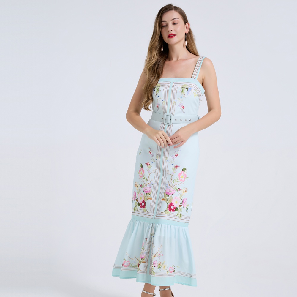 Sleeveless sling sleeveless dress fashion printing dress