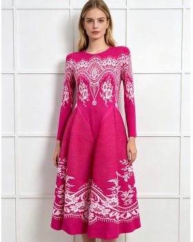 Vacation large yard seaside fold elegant printing dress