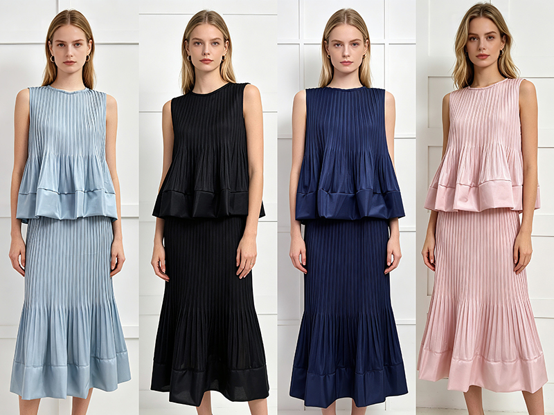 Crimp commuting tops fashion pinched waist skirt a set